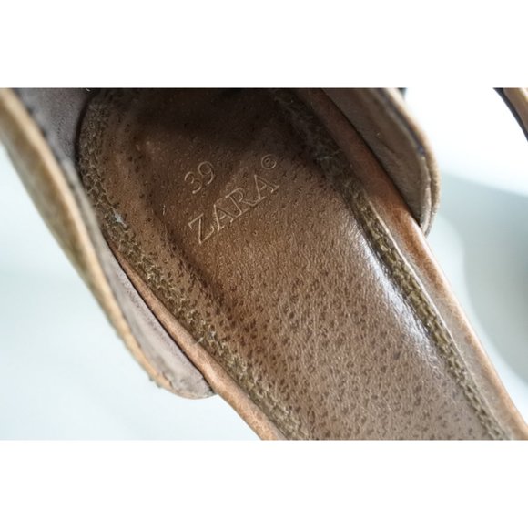 🇪🇸 ZARA brown leather pointy fringed pumps size 39 - Picture 6 of 10